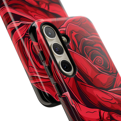 Phone Cases - Red Rose Tough Cases for durable smartphone protection