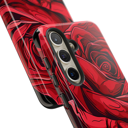 Phone Cases - Red Rose Tough Cases for durable smartphone protection