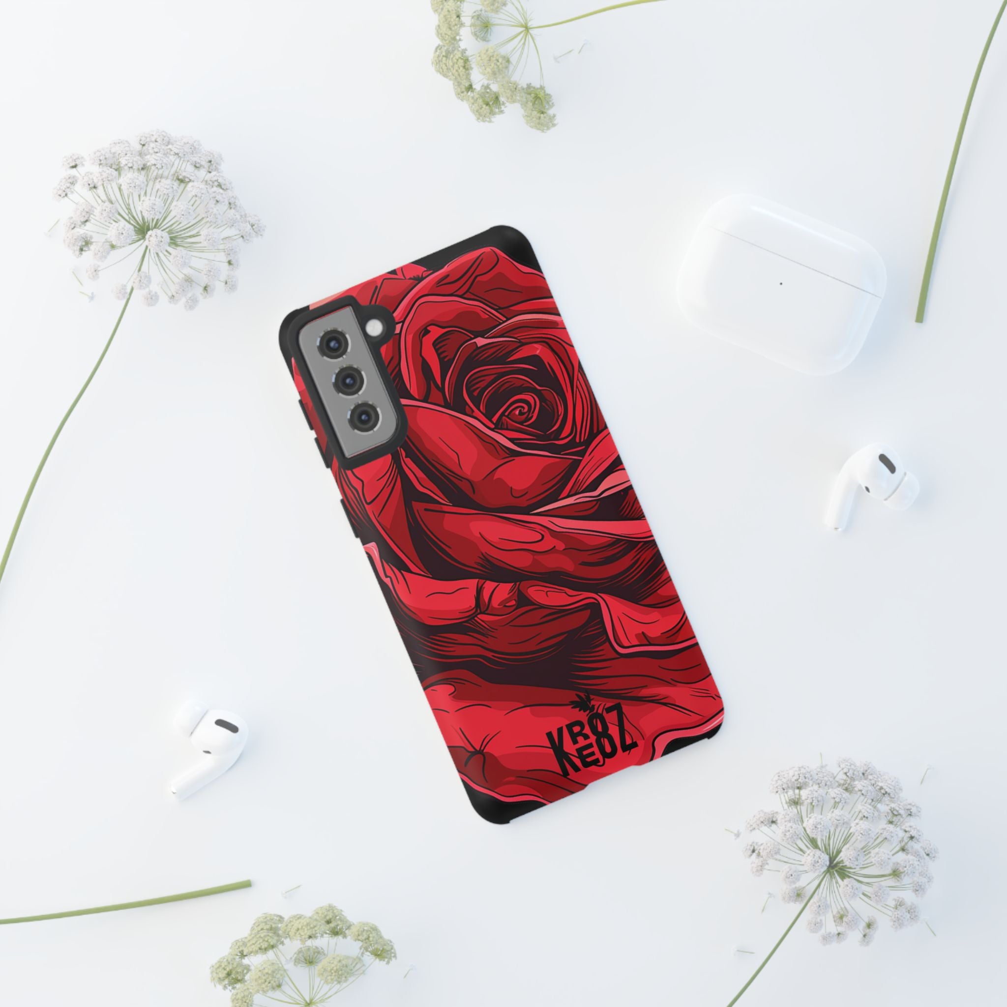 Phone Cases - Red Rose Tough Cases for durable smartphone protection