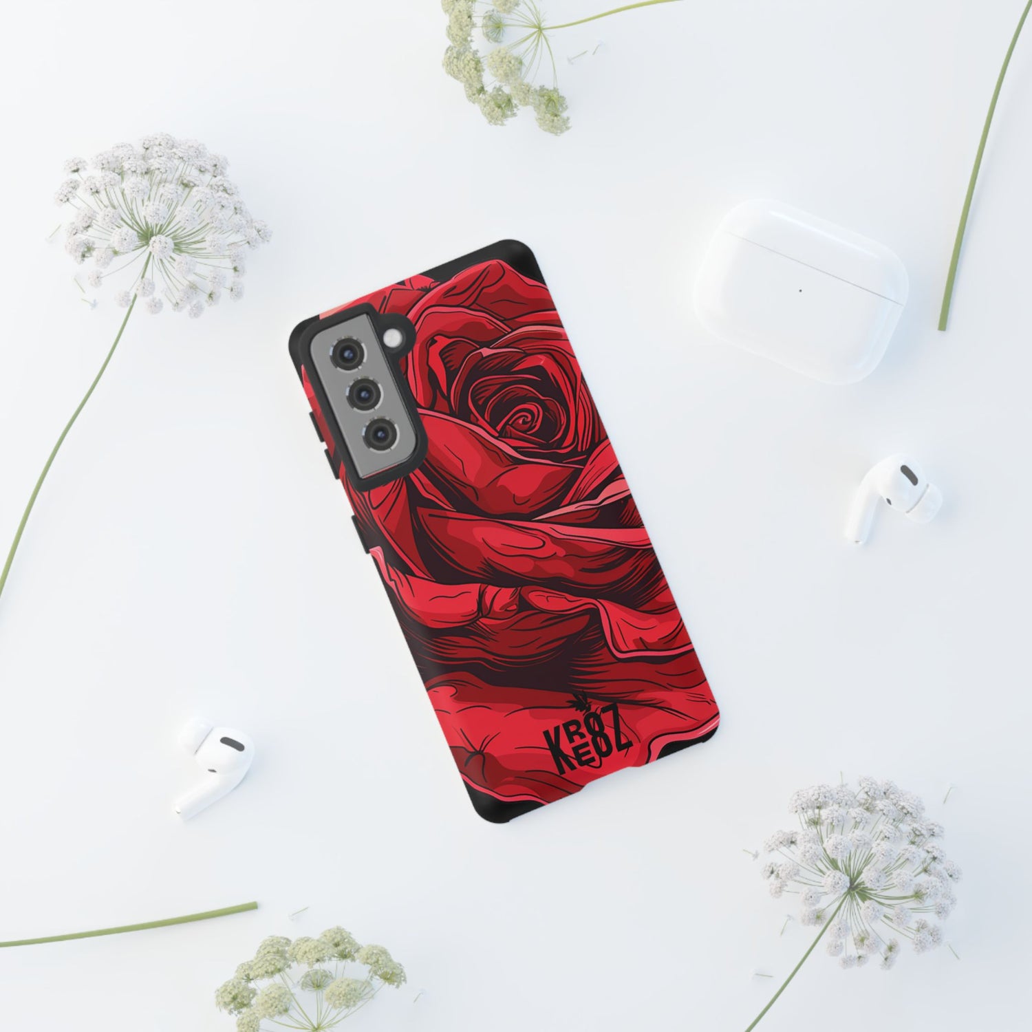 Phone Cases - Red Rose Tough Cases for durable smartphone protection